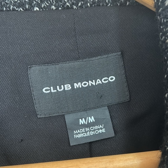 Club Monaco Zina Black Tweed  Belted Moto Jacket wool medium - Picture 3 of 10